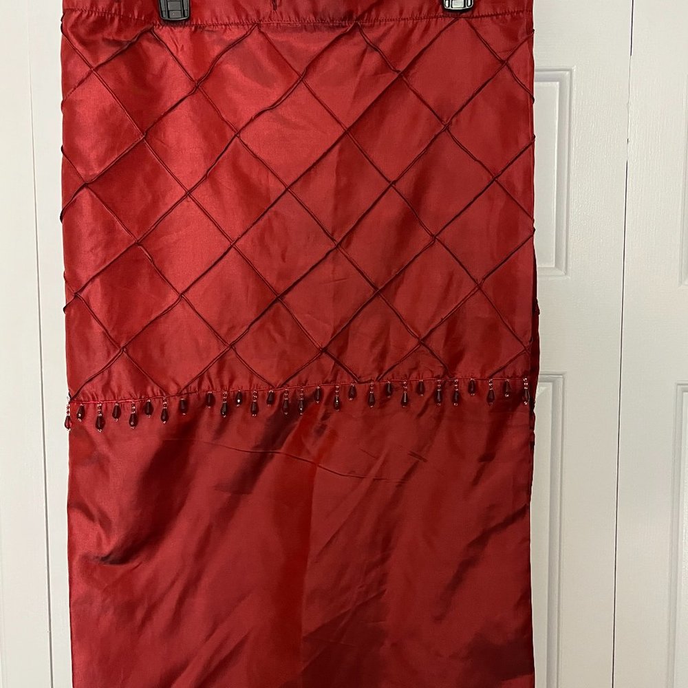 Maroon shower Curtain with beading